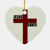 Christelijk kruis met Jezus Saves Keramisch Ornament (Achterkant)