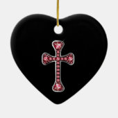 Christelijk Kruis met Stenen "Ruby" Keramisch Ornament (Achterkant)