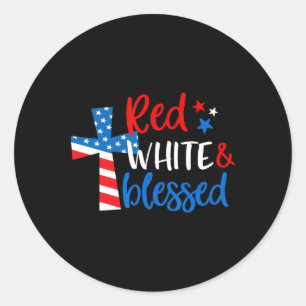 Christelijk Kruis Rood Wit En Gezegend 4 juli Ronde Sticker