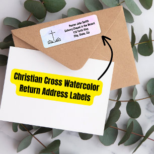Christelijk Kruis Waterverf Retouradreslabel Etiket
