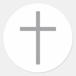 Christelijk kruis zilveren ronde sticker