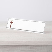 Christelijk kruisje bureau naambordje (Voorkant)