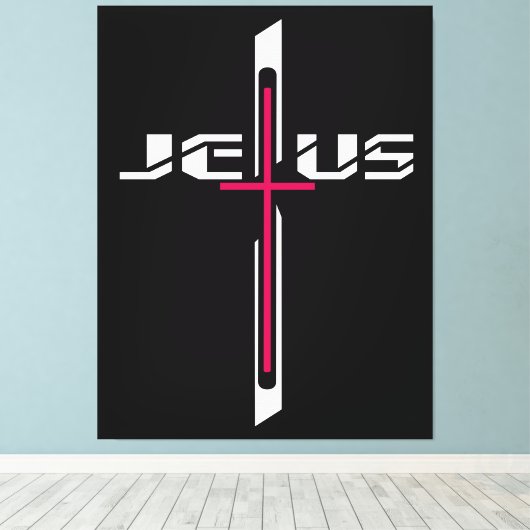 Christelijk kruisje canvas afdruk (Insitu (Houten vloer))