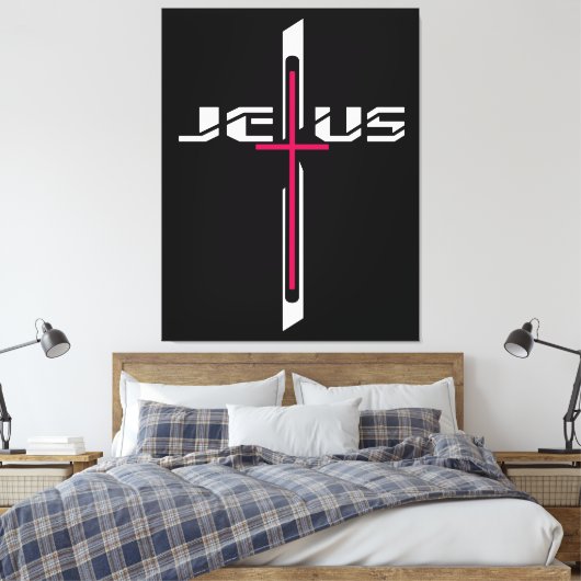 Christelijk kruisje canvas afdruk (Insitu (Slaapkamer))