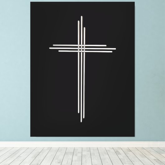 Christelijk kruisje canvas afdruk (Insitu (Houten vloer))