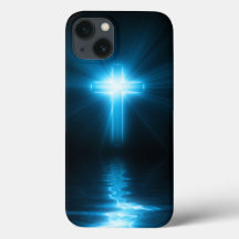 Christelijk kruisje in blauw licht
