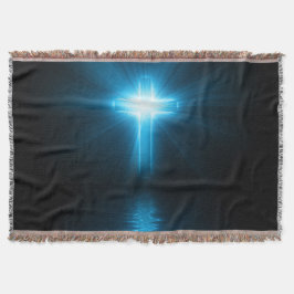 Christelijk kruisje in blauw licht deken