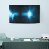 Christelijk kruisje in blauw licht spandoek (Beurs)