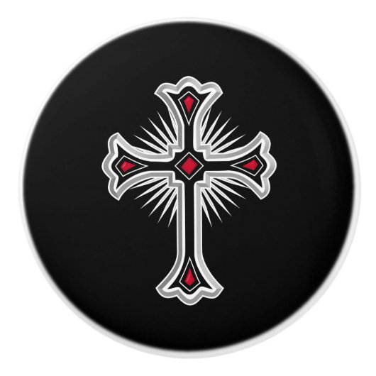 Christelijk kruisje keramische knop (Voorkant)