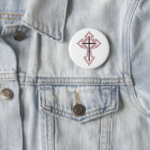 Christelijk kruisje ronde button 5,7 cm