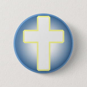 Christelijk kruisje ronde button 5,7 cm