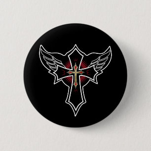 Christelijk kruisje ronde button 5,7 cm