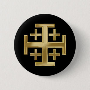 Christelijk kruisje ronde button 5,7 cm