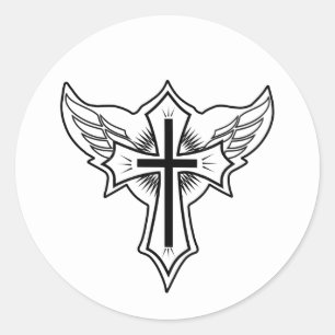 Christelijk kruisje ronde sticker