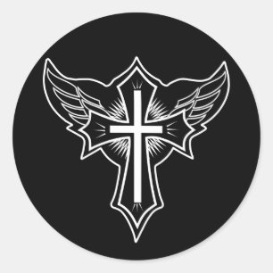 Christelijk kruisje ronde sticker