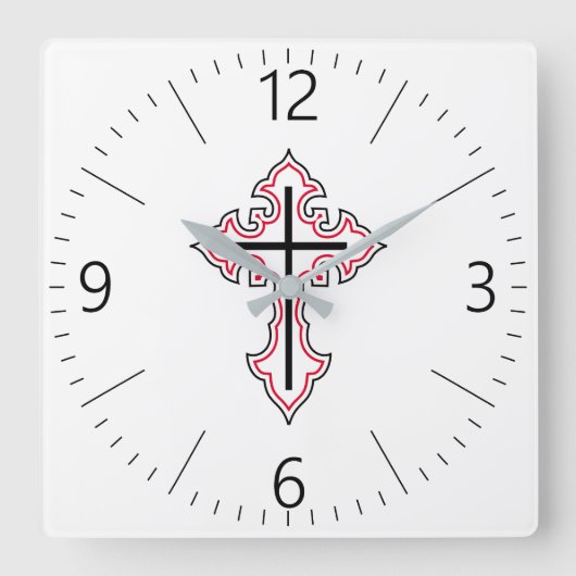 Christelijk kruisje vierkante klok (Voorkant)