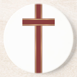 Christelijk kruisje zandsteen onderzetter