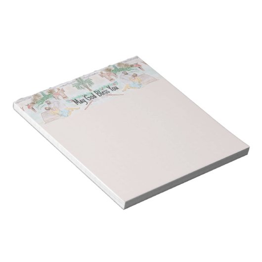 Christelijk kunstwerk de goede Samaritaan Notitieblok (Schuin)