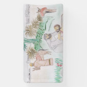 Christelijk kunstwerk de goede Samaritaan Spandoek (Verticaal)