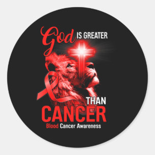 Christelijk Leeuwenkruis God is groter dan kanker Ronde Sticker