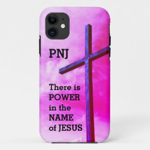 Christelijk MACHT IN NAAM VAN JESUS Roze iPhone 11 Hoesje