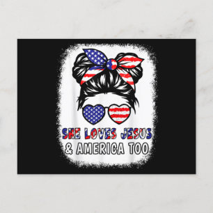 Christelijk meisje houdt van Jesus & America Shirt Feestdagenkaart