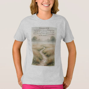 Christelijk Meisjes Romeinen 8:28 Bijbelvers T-shi T-shirt