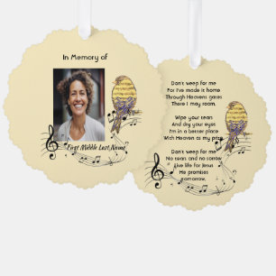 Christelijk memoriekado muziek vogel ornament kaart