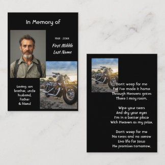 Christelijk memoriekado voor motorrijders visitekaartje
