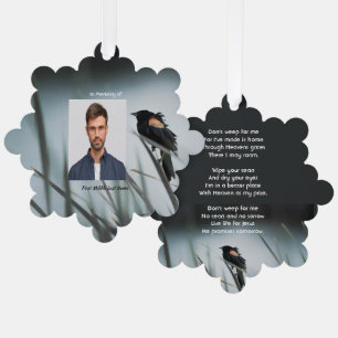 Christelijk memoriekadoo Roodvleugelzwarte vogel Ornament Kaart