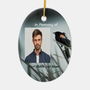 Christelijk memoriekadooosje Roodvleugelzwarte Vog Keramisch Ornament