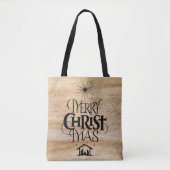 Christelijk Merry Christ Christmas Zwart Hout Tote Bag (Voorkant)