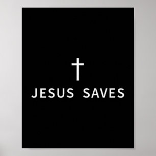 Christelijk Minimaal Kruis Jezus Redt Religieuze M Poster