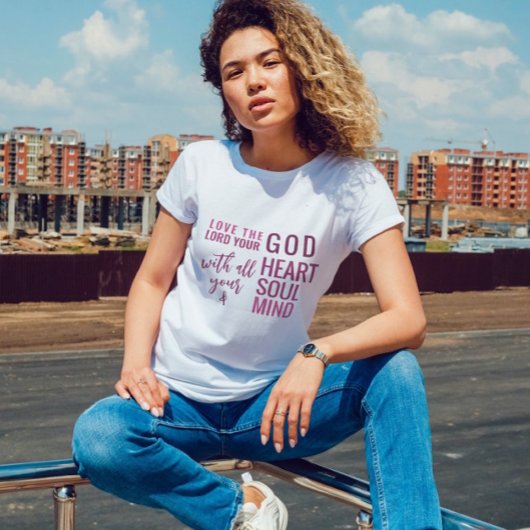 Christelijk Modern Roze Script Bijbelvers T-shirt