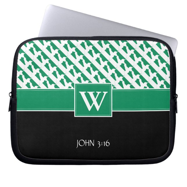 Christelijk NIGERIA FLAG Monogram Laptop Sleeve (Voorkant)