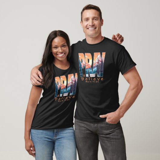 Christelijk ontwerp 'Bid en geloof' T-shirt (Unisex)