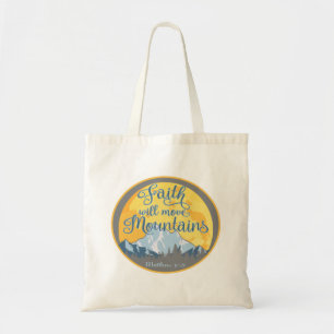 Christelijk ontwerp 'Geloof verzet bergen' Tote Bag