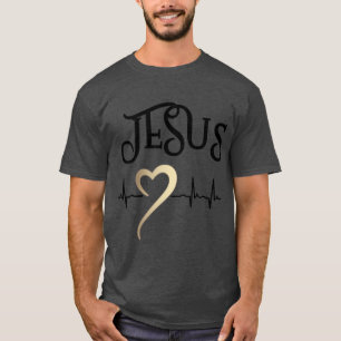 Christelijk ontwerp Jezus met Hart en Hartslag T-shirt