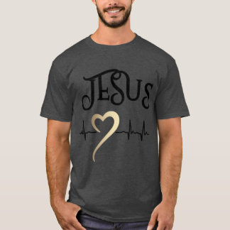Christelijk ontwerp Jezus met Hart en Hartslag T-shirt