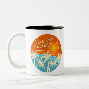Christelijk ontwerp om elkaar lief te hebben tweekleurige koffiemok