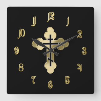 Christelijk-orthodox kruis vierkante klok