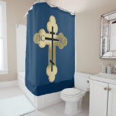 Christelijk orthodoxe kruis douchegordijn (In situ)