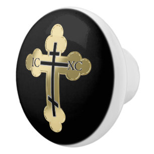 Christelijk orthodoxe kruis keramische knop