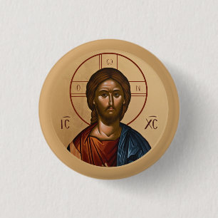 Christelijk-orthodoxe pictogrammen van Byzantijn: Ronde Button 3,2 Cm