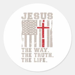 Christelijk Patriotische Jezus Weg Waarheid Leven Ronde Sticker