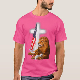 Christelijk Patriotische Leeuw En Lam Kruis Schaap T-shirt