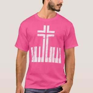 Christelijk pianodwarstoetsenbord Pianist God Jezu T-shirt