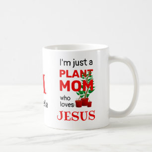 Christelijk PLANT MOM LOVES JESUS Monogram Koffiemok