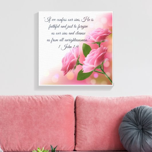 Christelijk Poster 1 Johannes 1:9 Canvas Afdruk (Insitu (Woonkamer))