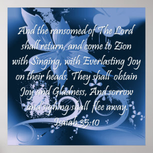 Christelijk Poster met Bijbelverse Isaiah 35:10